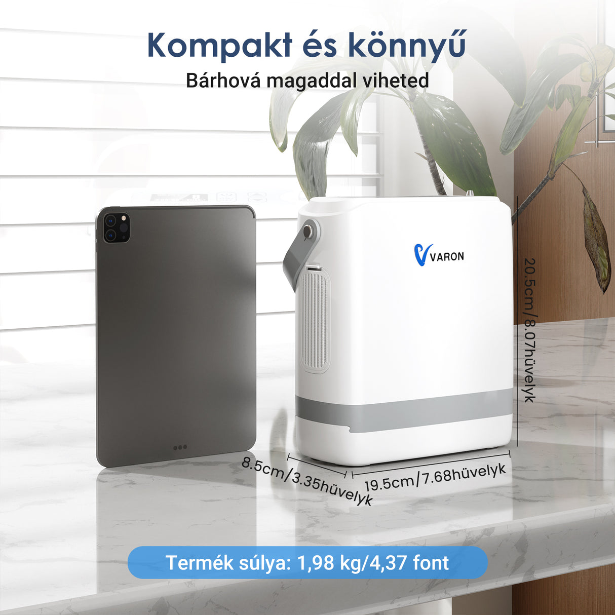 (Előértékesítés)VARON VP-8G | Hordozhato oxigen koncentrator (1-8 beállítás)