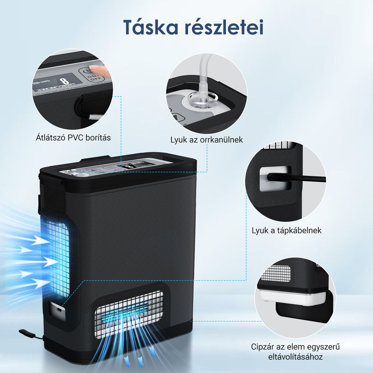 (Előértékesítés)VARON VP-8G | Hordozhato oxigen koncentrator (1-8 beállítás)