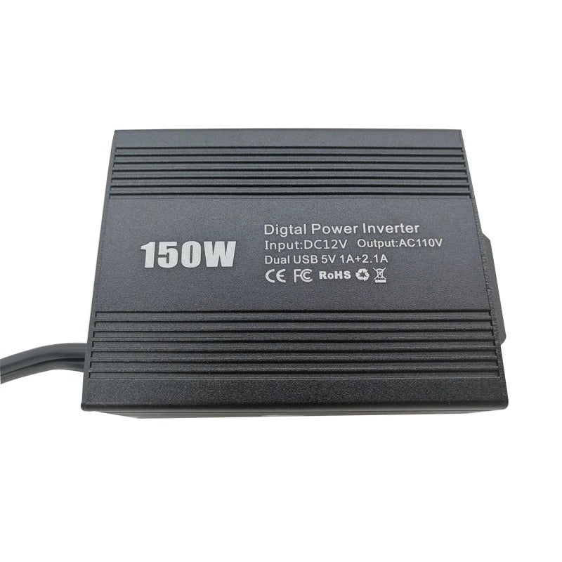 150 W-os autós inverter kettős USB-porttal, 3.1A, 12V-ról 110V/220V feszültségre