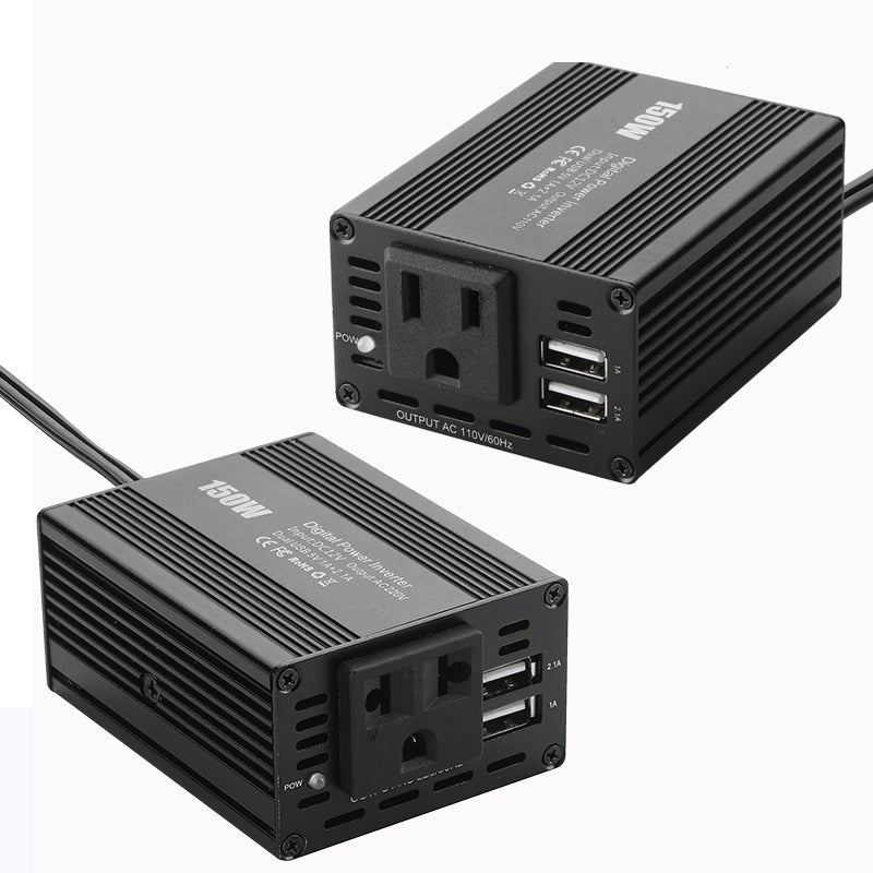 150 W-os autós inverter kettős USB-porttal, 3.1A, 12V-ról 110V/220V feszültségre