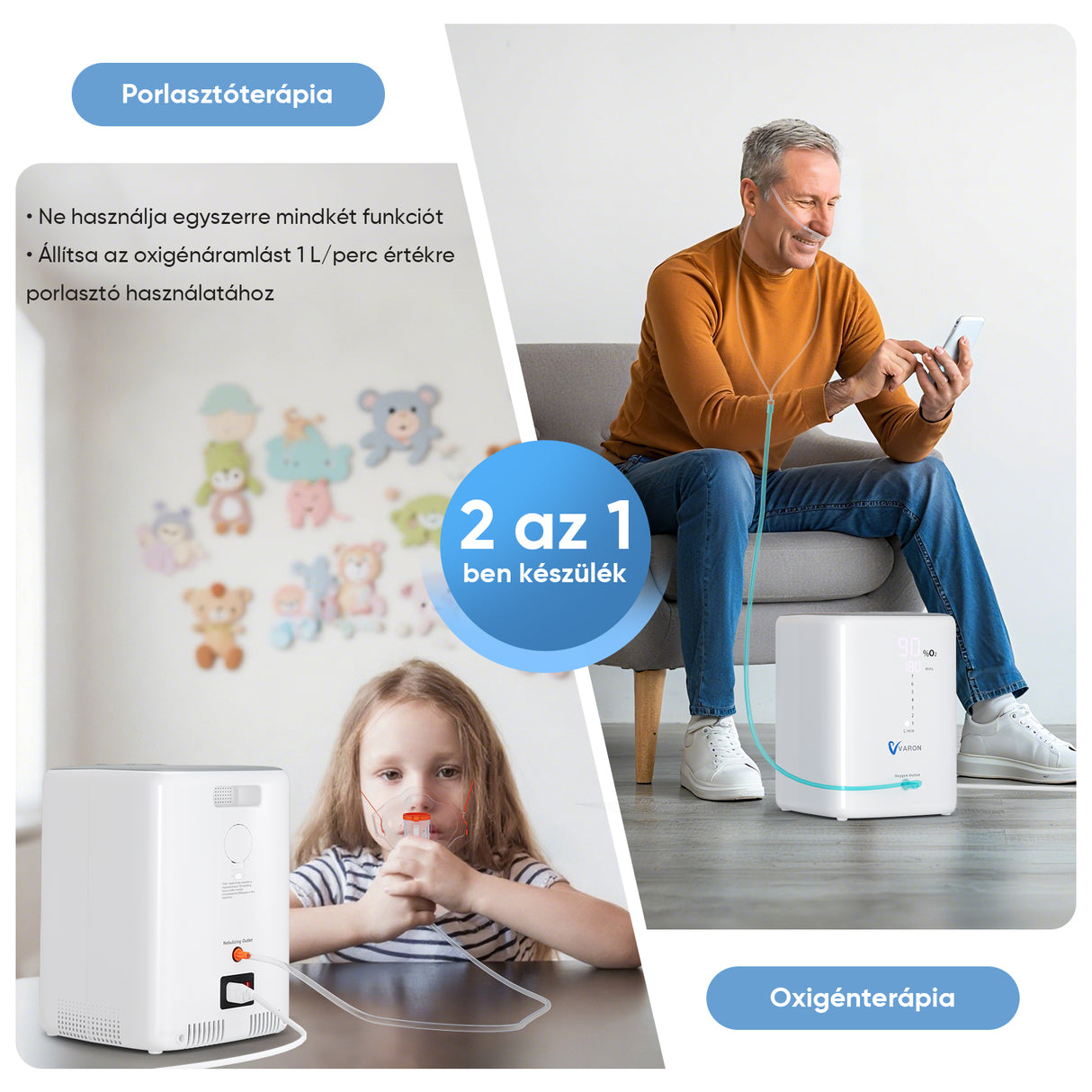 VARON VH-3 Sauerstoffkonzentrator für Zuhause | Komfortable Therapie mit 1-7 l/min, CE-geprüft