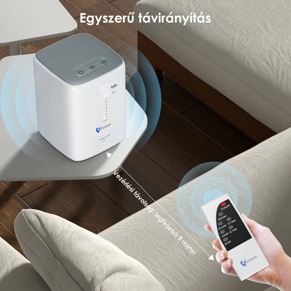 VARON VH-3 Sauerstoffkonzentrator für Zuhause | Komfortable Therapie mit 1-7 l/min, CE-geprüft