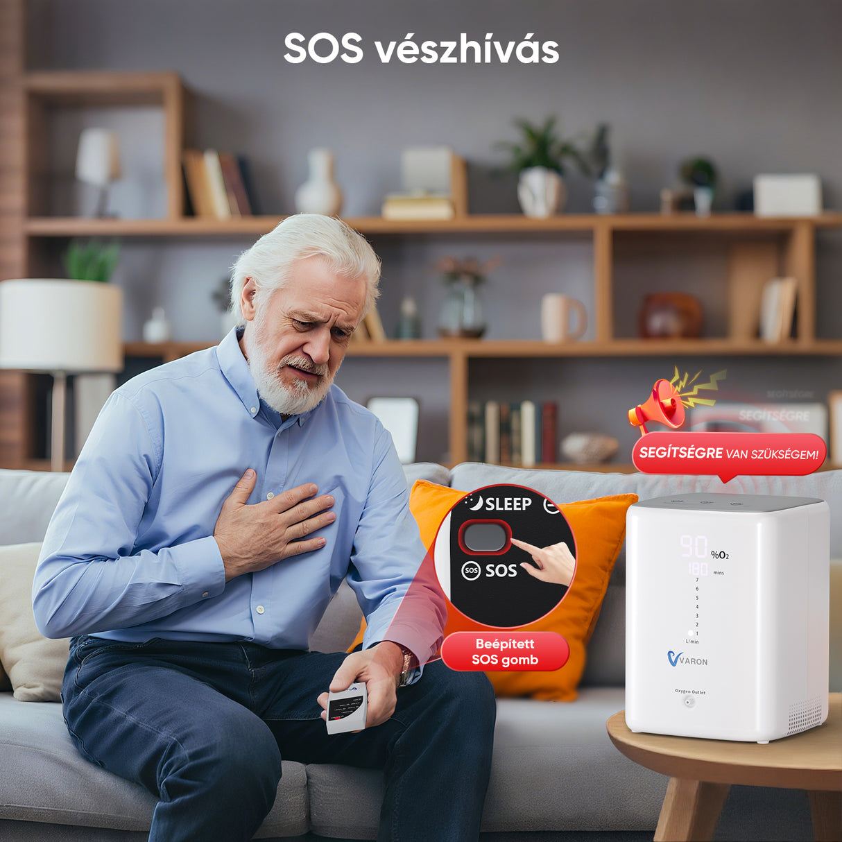 VARON VH-3 Sauerstoffkonzentrator für Zuhause | Komfortable Therapie mit 1-7 l/min, CE-geprüft