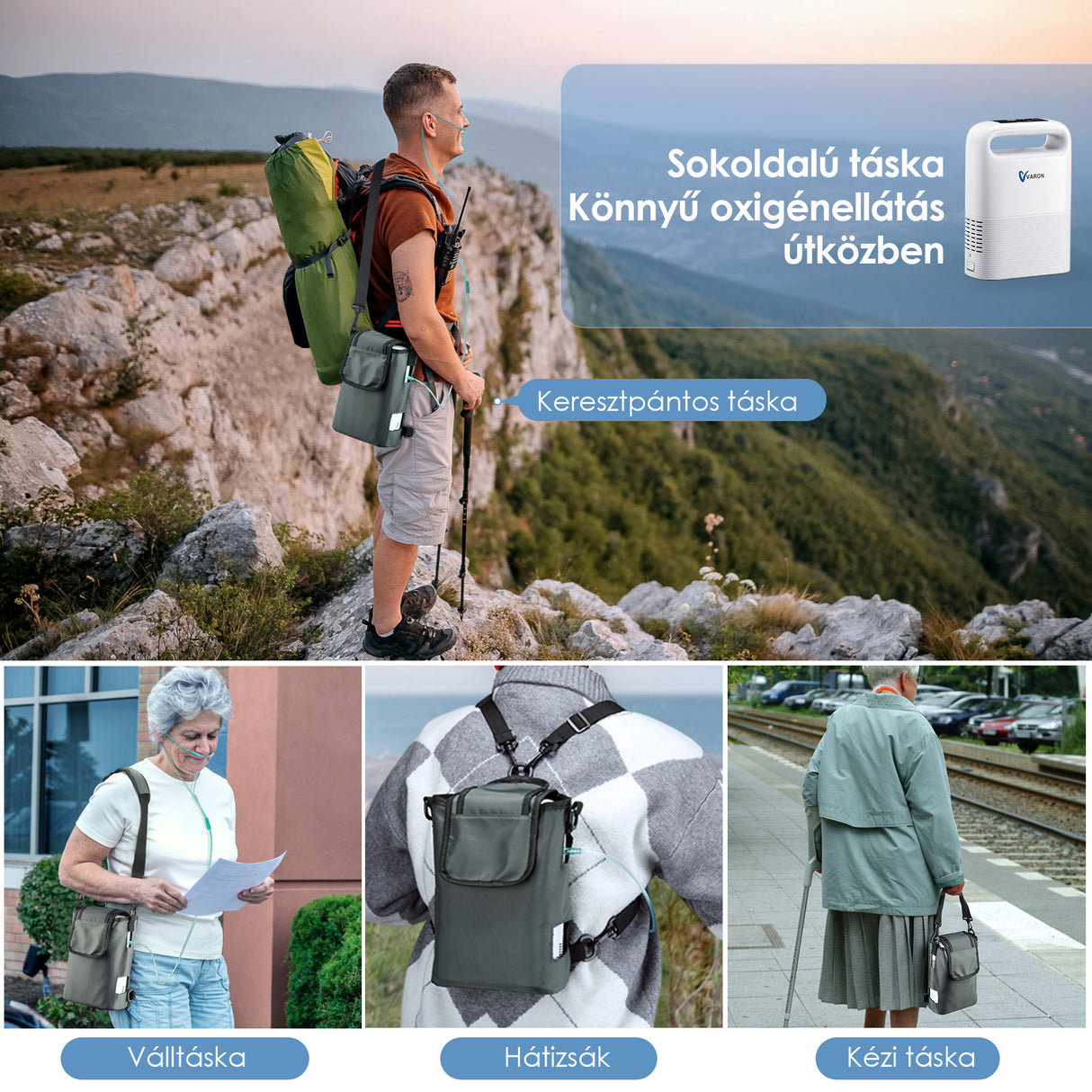 VARON VP-2 Puls-Sauerstoffkonzentrator | 93 % Sauerstoff, lange Akkulaufzeit, CE-geprüft