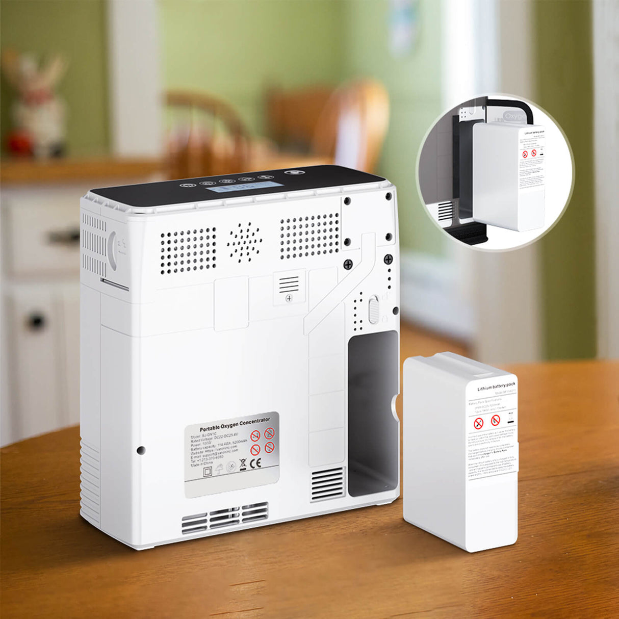 VARON VP-6 Tragbarer Sauerstoffkonzentrator für kontinuierliche Sauerstoffzufuhr | 1-6 l/min Durchflussrate, CE-Zulassung