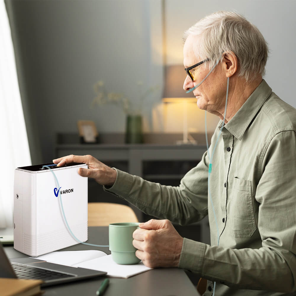 VARON VP-6 Tragbarer Sauerstoffkonzentrator für kontinuierliche Sauerstoffzufuhr | 1-6 l/min Durchflussrate, CE-Zulassung