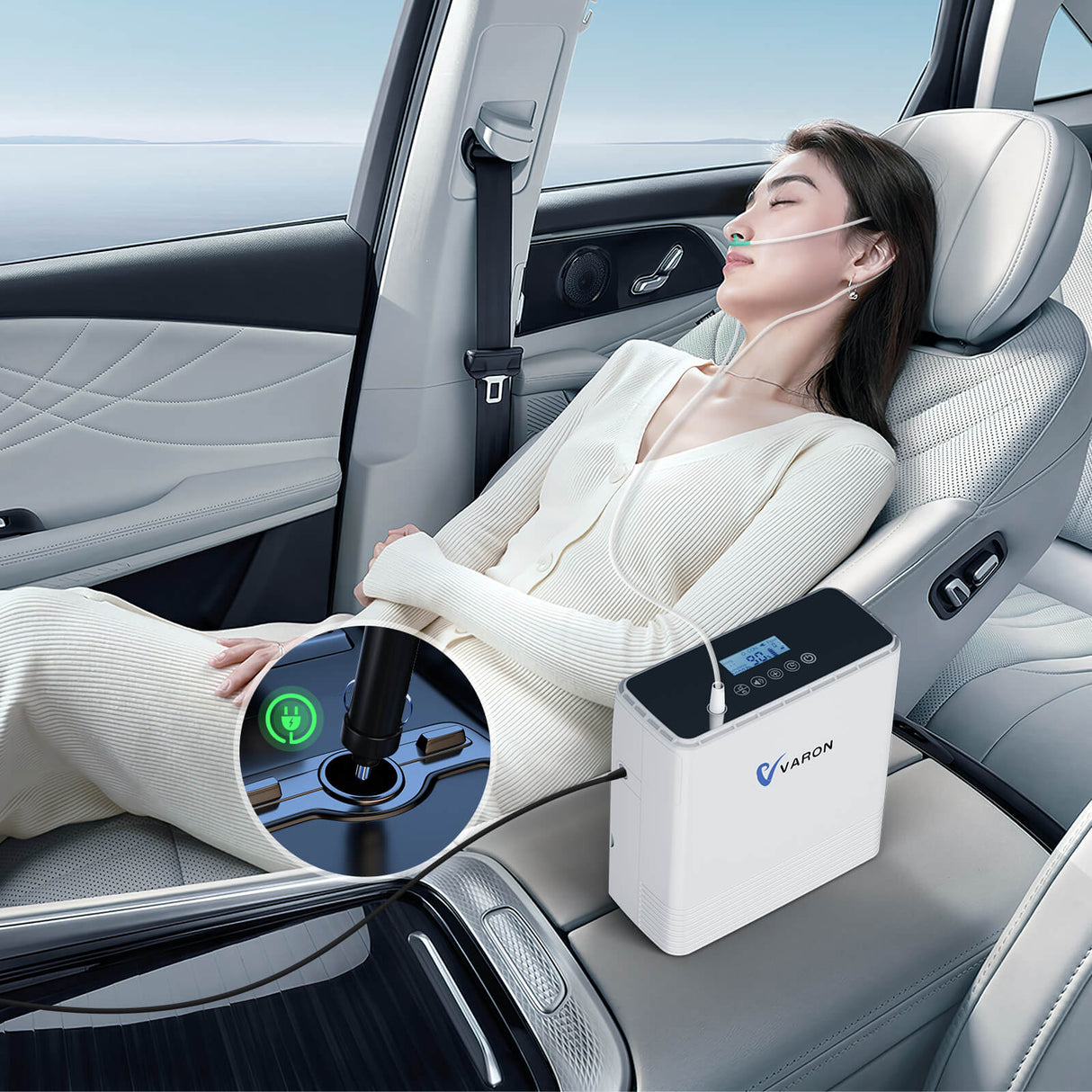 VARON VP-6 Tragbarer Sauerstoffkonzentrator für kontinuierliche Sauerstoffzufuhr | 1-6 l/min Durchflussrate, CE-Zulassung