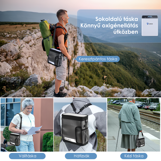 VARON VP-6 hordozható folyamatos oxigénkoncentrátor, nagy áramlású, kültéri használatra