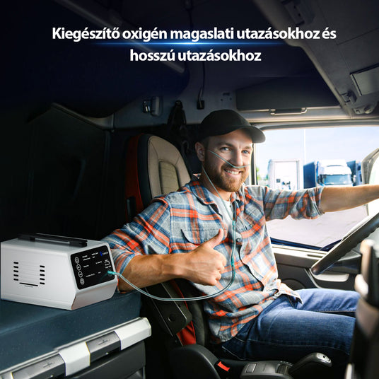 Biztonságos vezetés VT-1 oxigénkoncentrátorral útközbeni oxigénellátáshoz