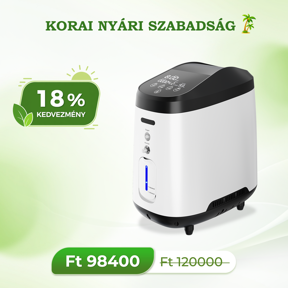 VARON VH-2 Home Oxygen Concentrator | 1-7L/min Adjustable, 24-Hour Operation, CE Approved
