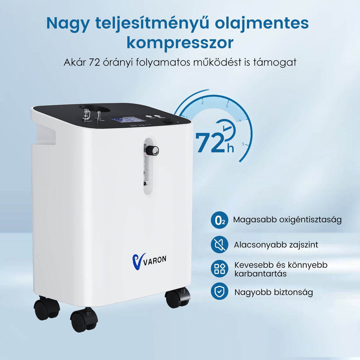 VARON VH-3 PRO Otthoni oxigen koncentrator | 1-10L / perc kényelmes terápia, CE-jóváhagyás