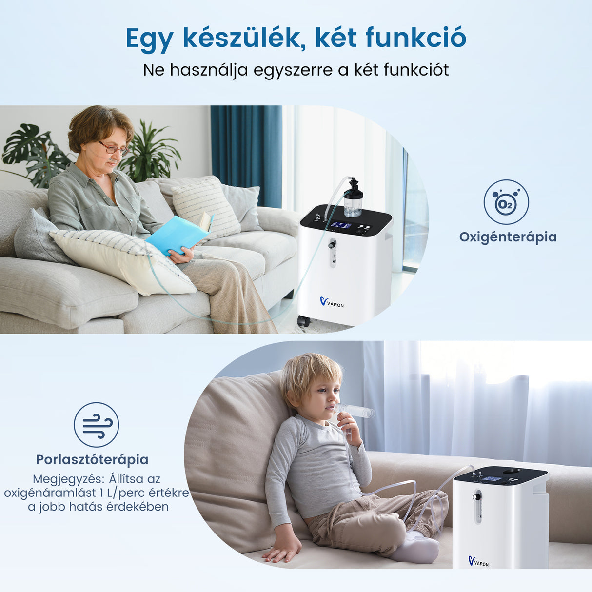 VARON VH-3 PRO Otthoni oxigen koncentrator | 1-10L / perc kényelmes terápia, CE-jóváhagyás