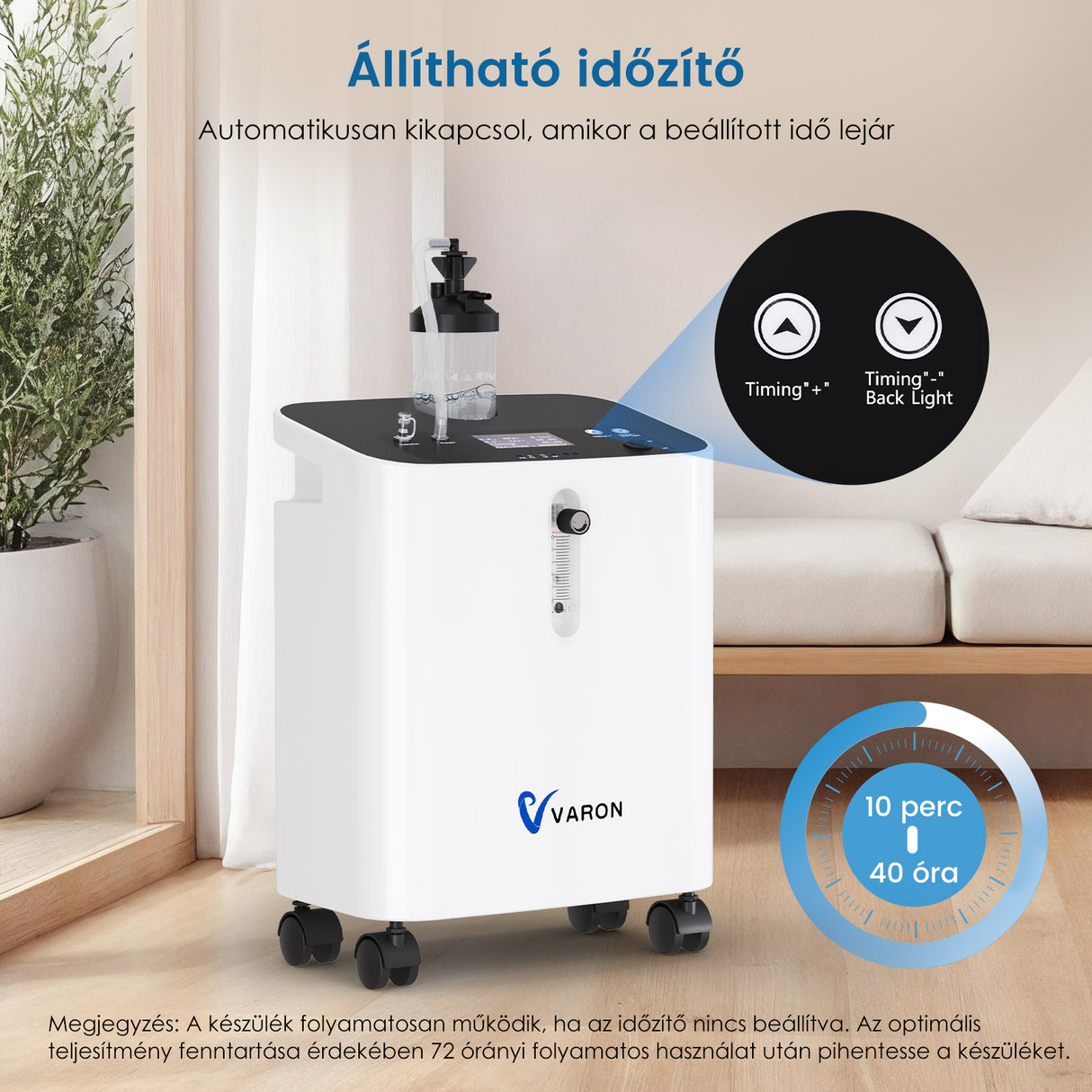 VARON VH-3 PRO Otthoni oxigen koncentrator | 1-10L / perc kényelmes terápia, CE-jóváhagyás