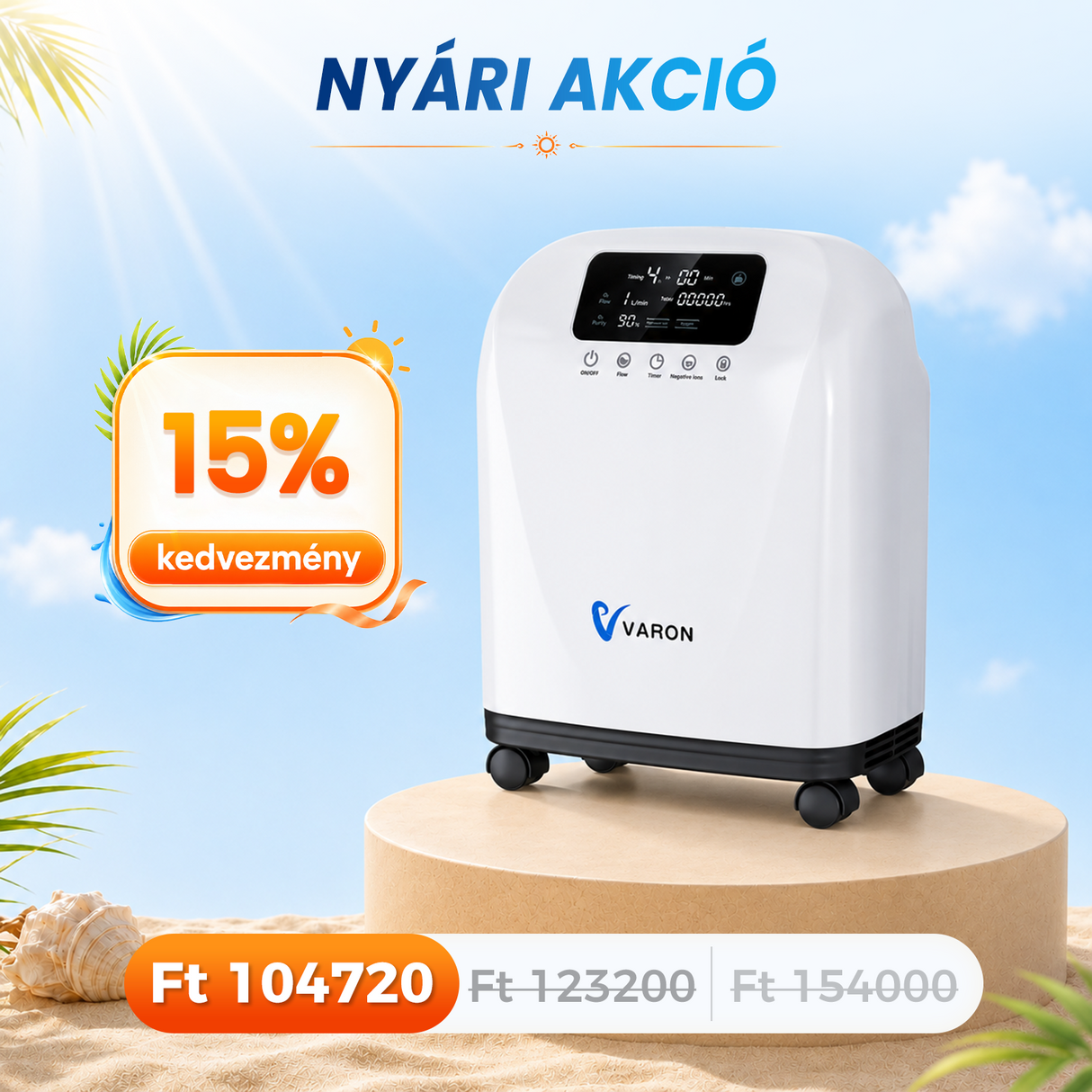 VARON VH-4 Otthoni oxigen koncentrator | 1-9L / perc kényelmes terápia, CE-jóváhagyás