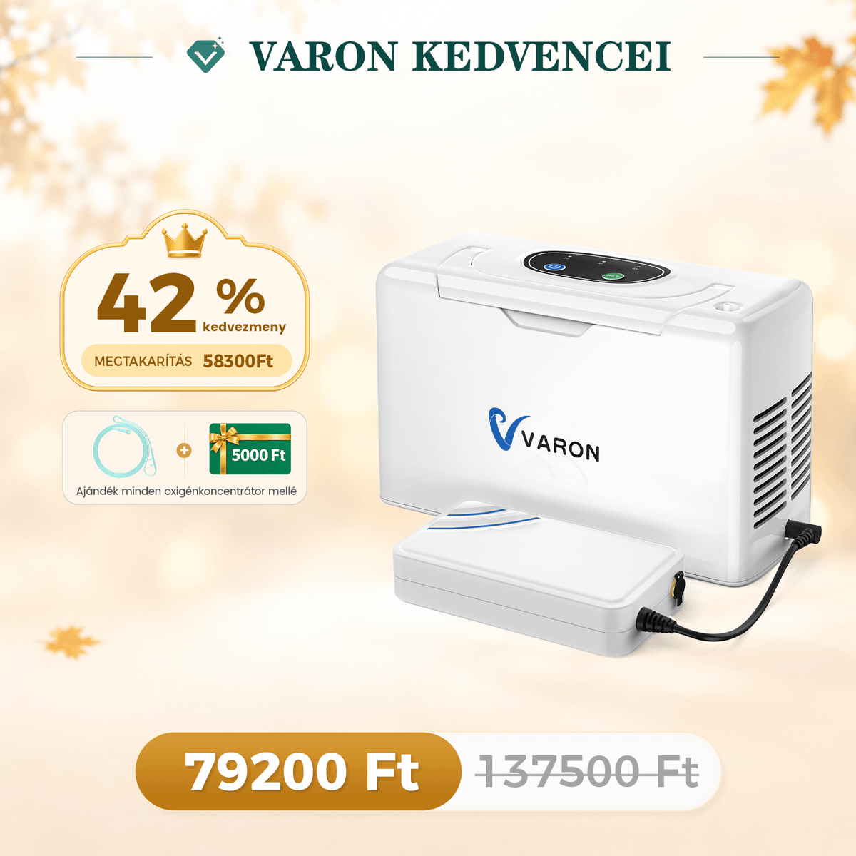 VARON VL-2 Light 3L / perc folyamatos konnyu oxigen koncentrator, CE-jóváhagyás