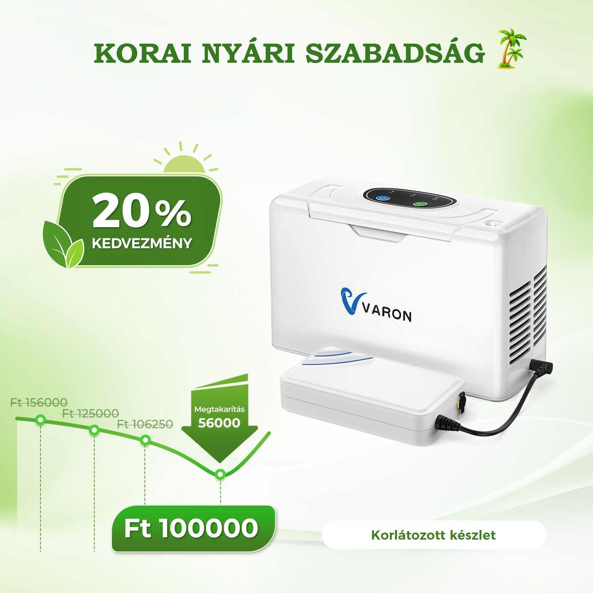 VARON VL-2 Light 3L/min Sauerstoffkonzentrator mit kontinuierlichem Durchfluss, CE-geprüft
