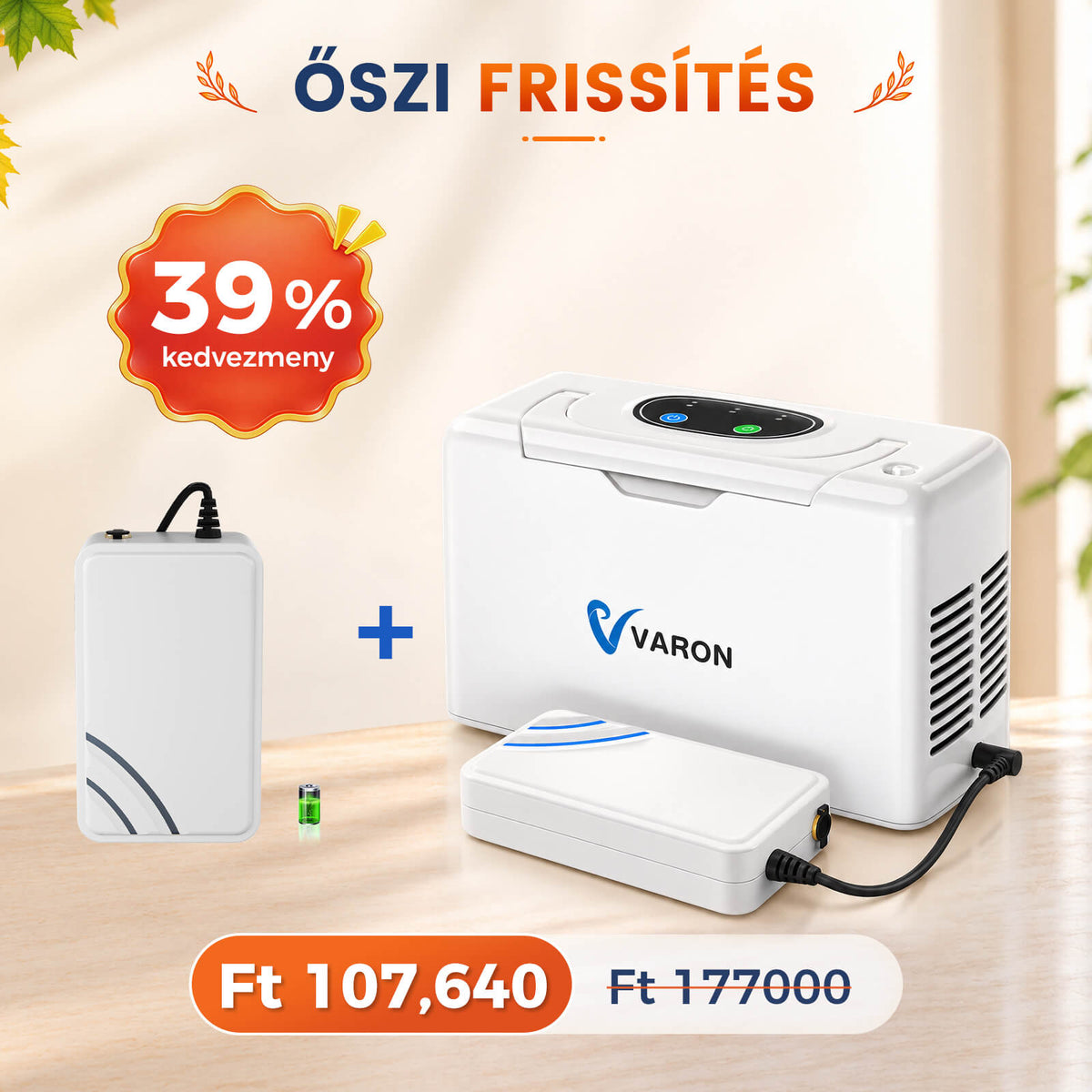 VARON VL-2 Light 3L / perc folyamatos konnyu oxigen koncentrator, CE-jóváhagyás