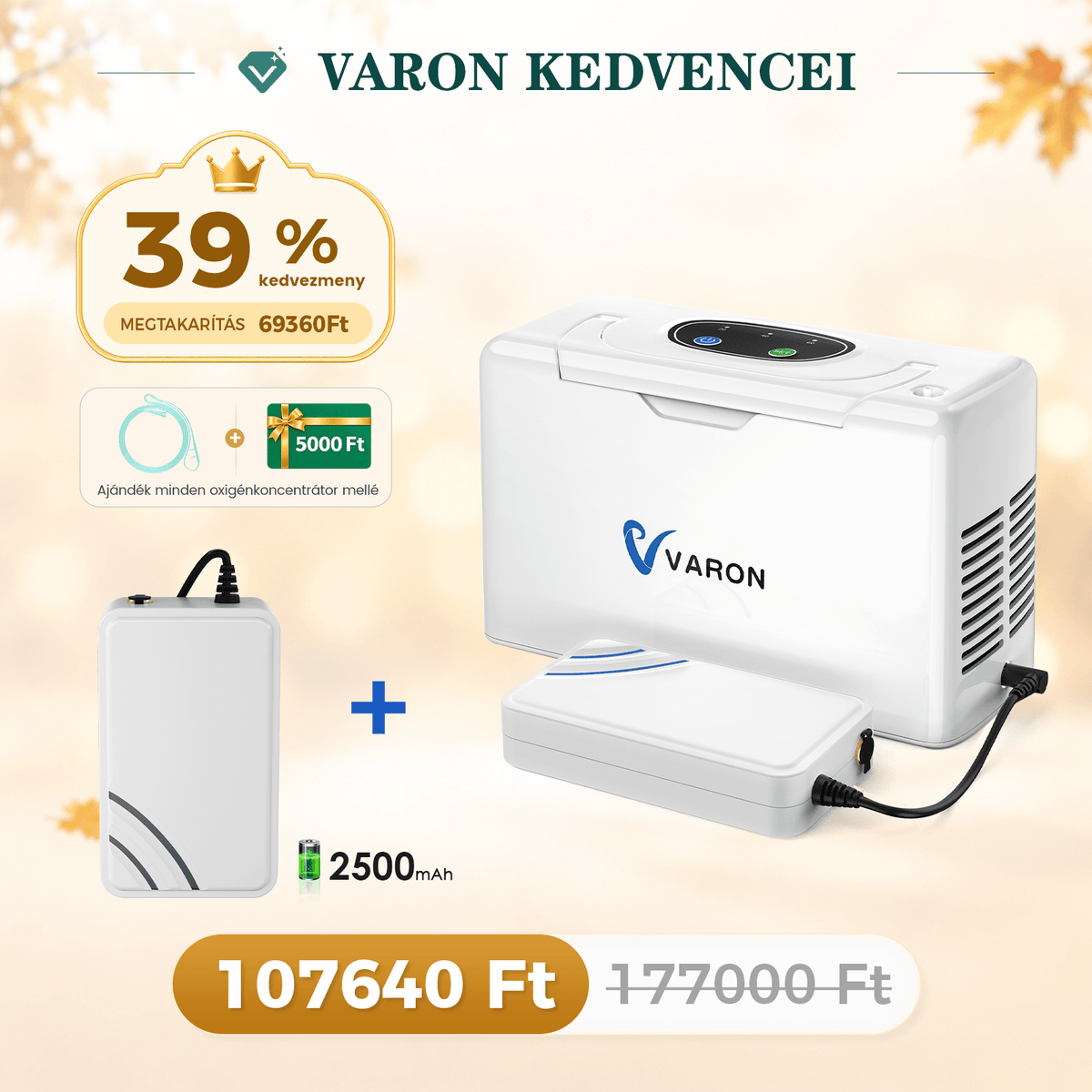 VARON VL-2 Light 3L / perc folyamatos konnyu oxigen koncentrator, CE-jóváhagyás