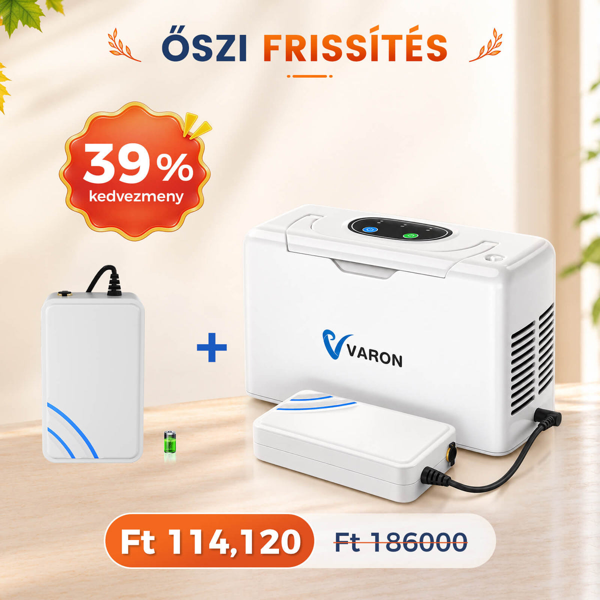 VARON VL-2 Light 3L / perc folyamatos konnyu oxigen koncentrator, CE-jóváhagyás