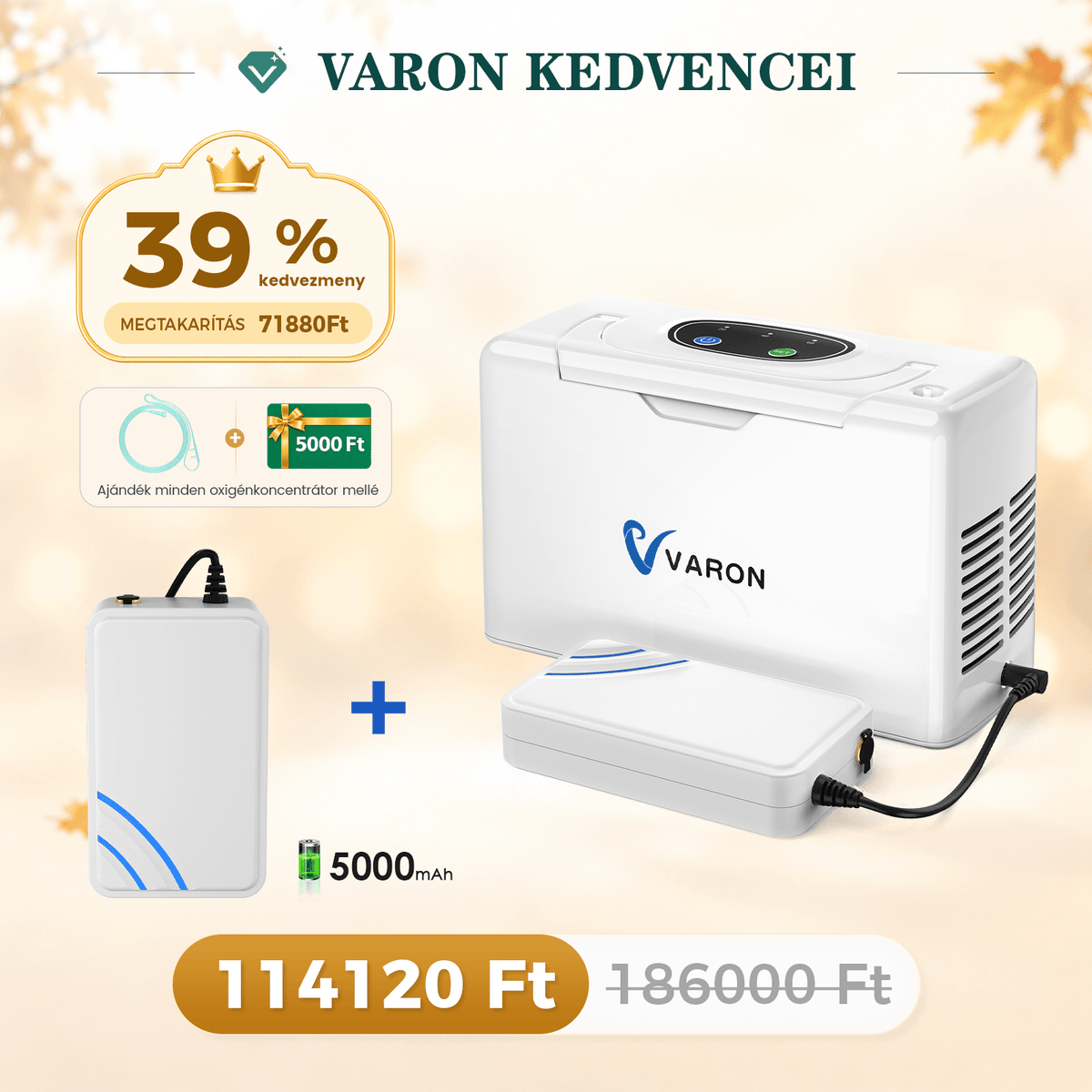 VARON VL-2 Light 3L / perc folyamatos konnyu oxigen koncentrator, CE-jóváhagyás