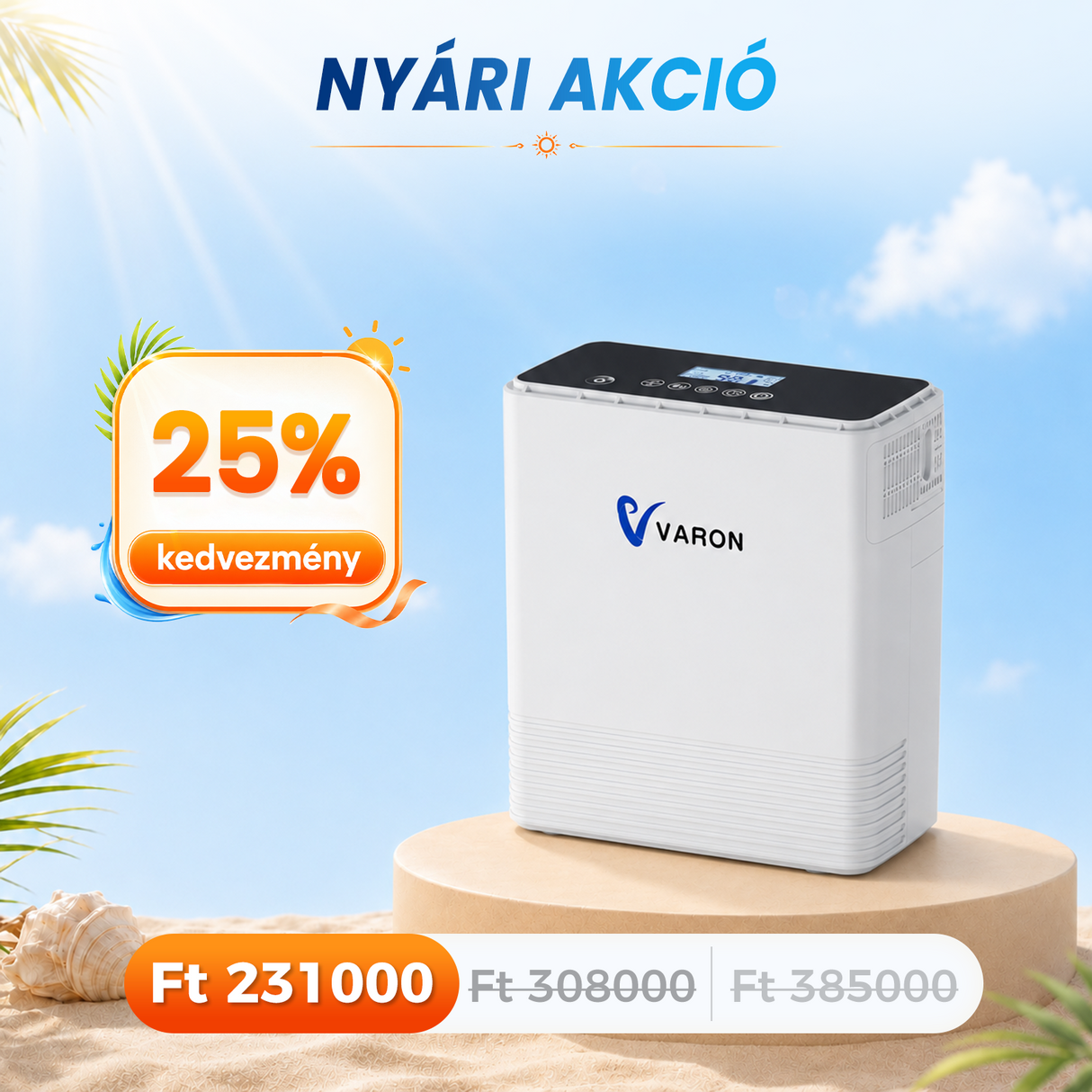 VARON VP-6 folyamatos hordozható oxigénkoncentrátor | 1-6L / perc áramlás, CE-jóváhagyás