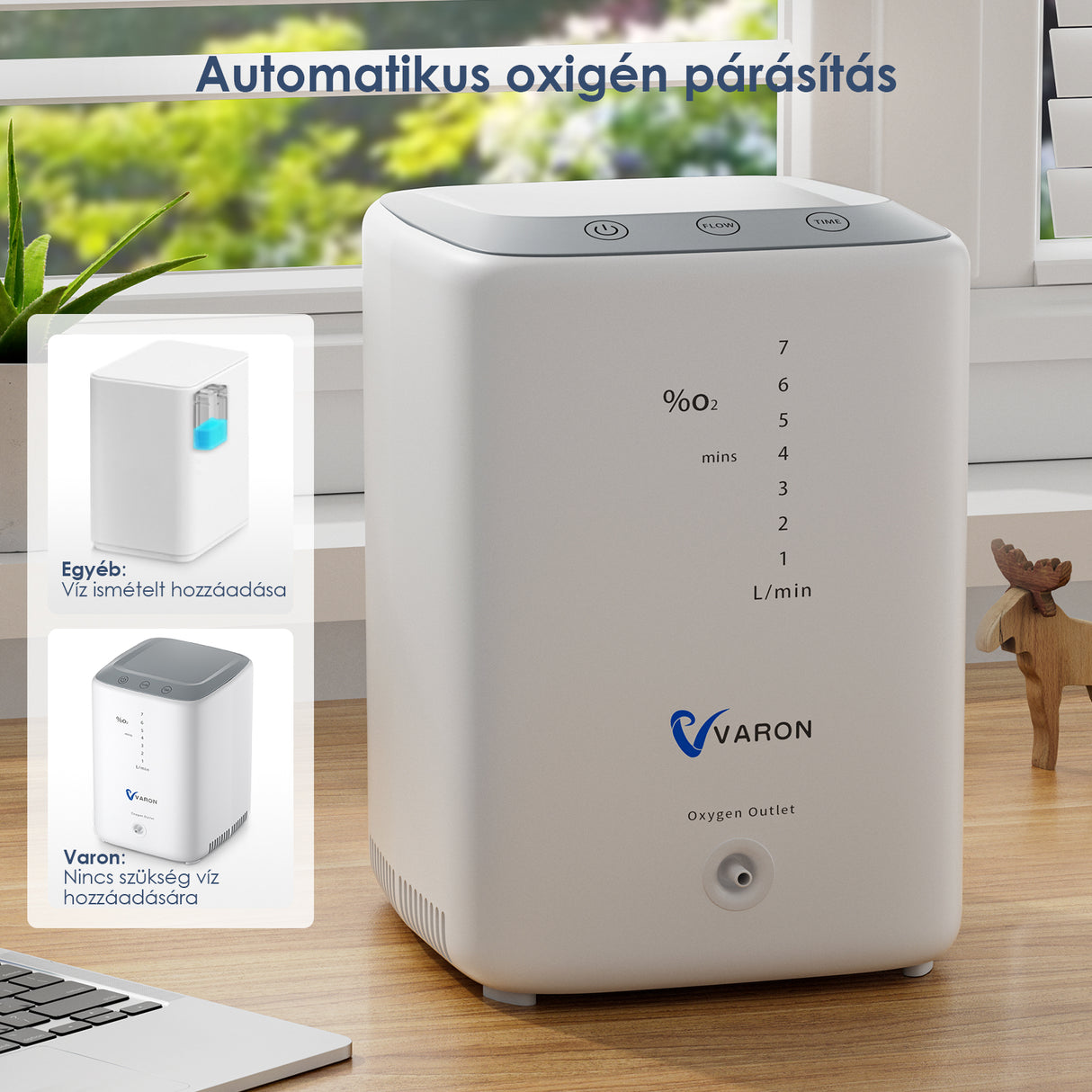 VARON VH-3 otthoni oxigénkoncentrátor | 1-7L / perc kényelmes terápia, CE-jóváhagyás
