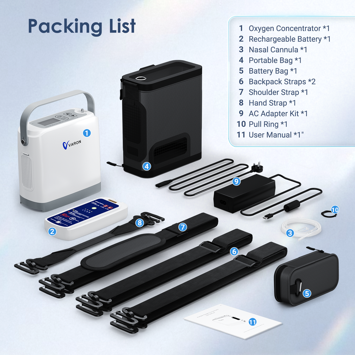 （Előértékesítés）VARON VP-8G | Pulzáló áramlású hordozható oxigénkoncentrátor (1-8 beállítás)