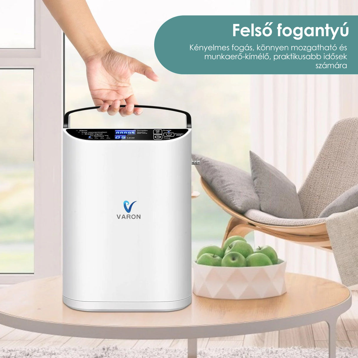 VARON VP-1 Pulse hordozható oxigénkoncentrátor | 24 órás működés, CE-jóváhagyás