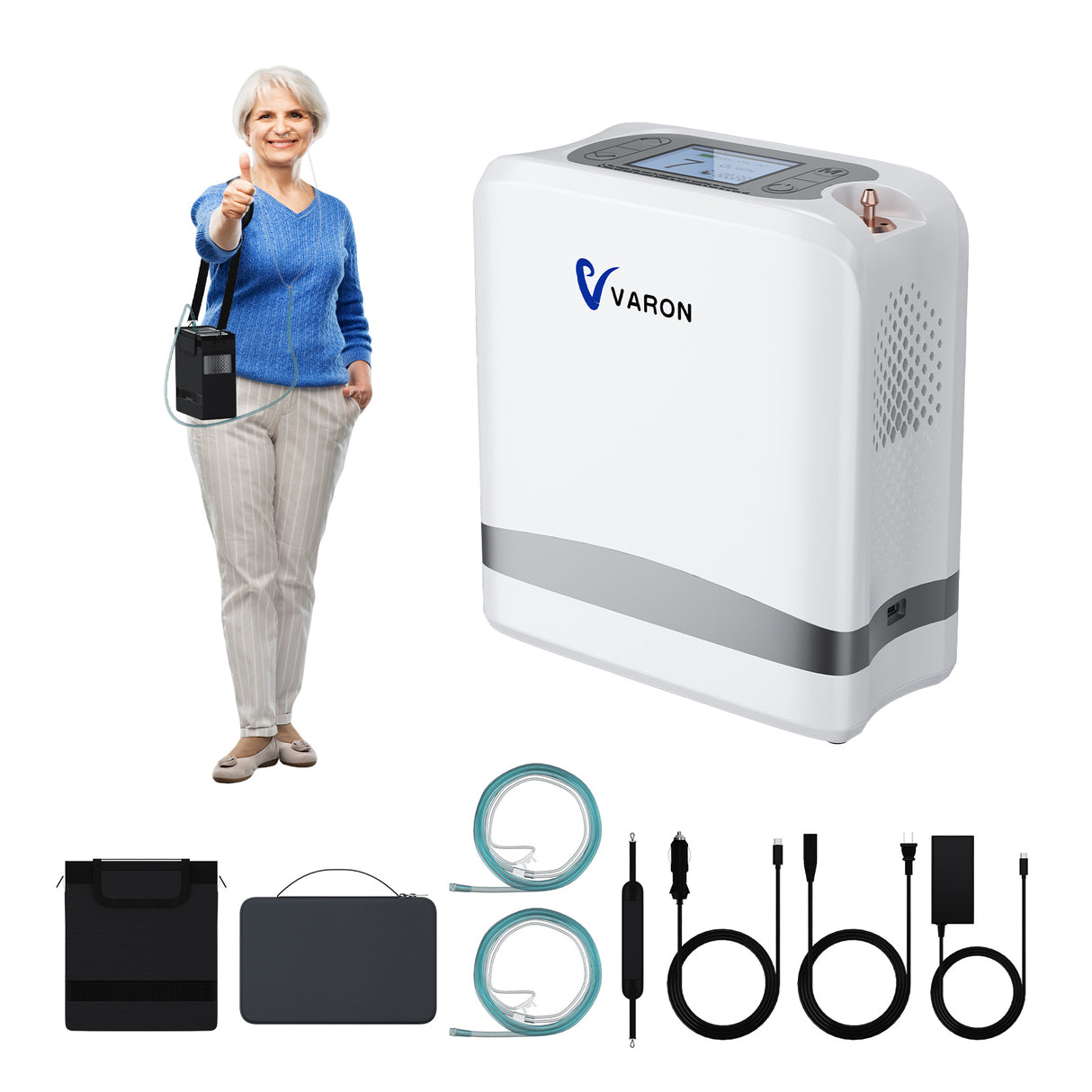 VARON VP-8 Lite | 2 kg-os könnyű pulzusos oxigénkoncentrátor (7 fokozatú áramlás)