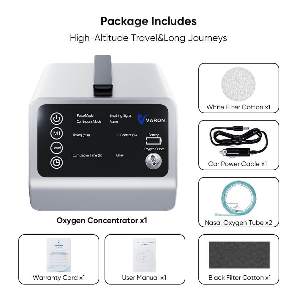 VARON VT-1 Concentrateur d'oxygène pulsé et continu - Idéal pour les voyages, certifié CE