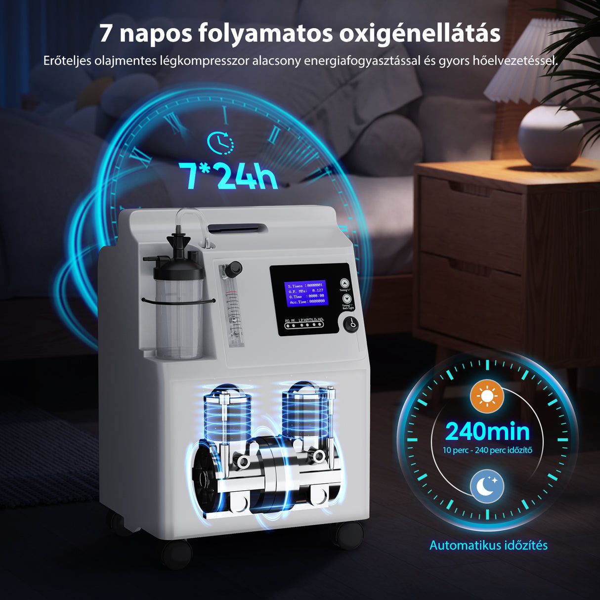 VARON Serene 5L oxigén-koncentrátor | Alacsony zajszint, 72 órás működés FDA-engedélyezve