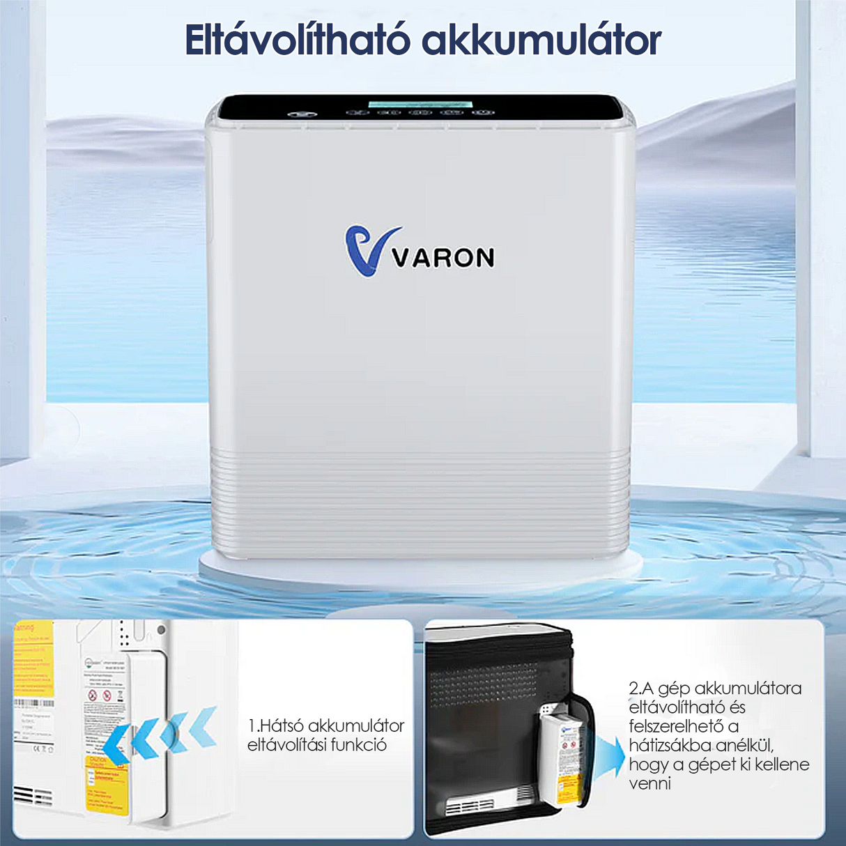 VARON VP-6 folyamatos hordozható oxigénkoncentrátor | 1-6L / perc áramlás, CE-jóváhagyás