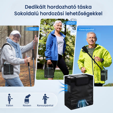 VARON VP-8 Lite | 2 kg-os könnyű pulzusos oxigénkoncentrátor (7 fokozatú áramlás)