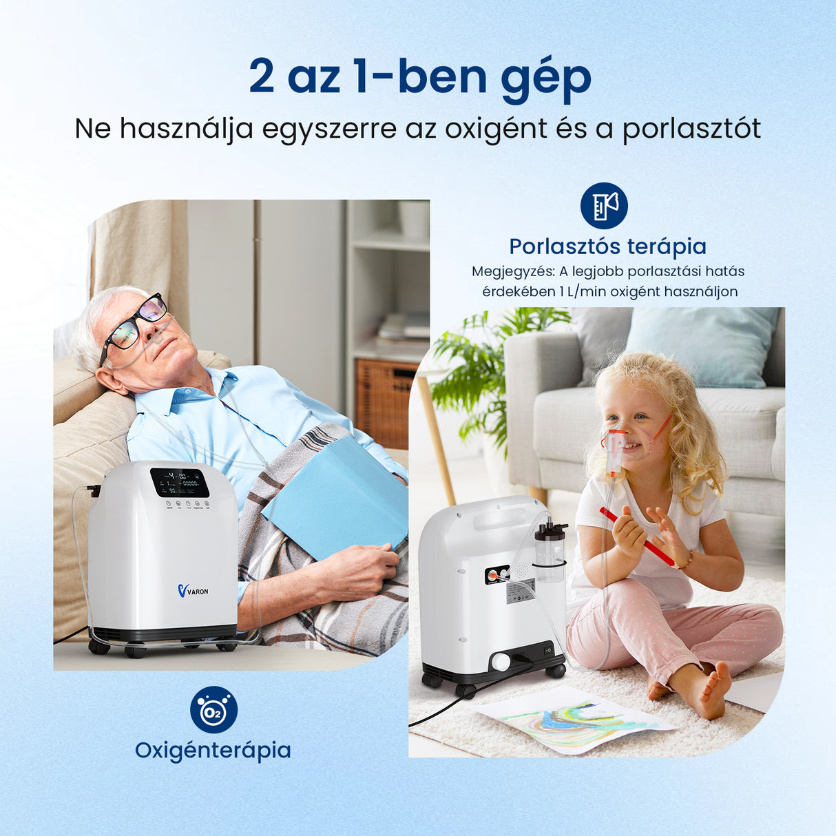 (Előértékesítés) VARON VH-4 Otthoni oxigen koncentrator | 1-9L / perc kényelmes terápia, CE-jóváhagyás