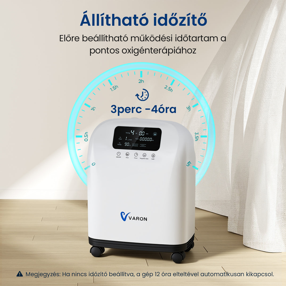 (Előértékesítés) VARON VH-4 Otthoni oxigen koncentrator | 1-9L / perc kényelmes terápia, CE-jóváhagyás