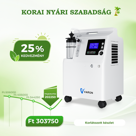 VARON Serene 5L Otthoni oxigen koncentrator | Alacsony zajszint, 72 órás működés FDA-engedélyezve