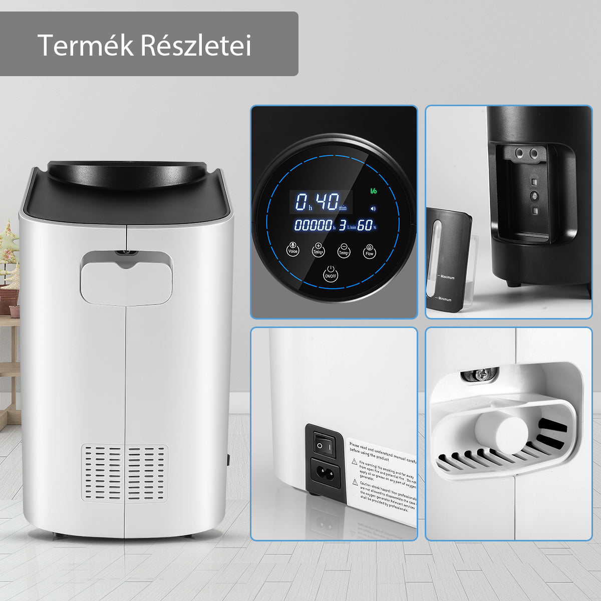 VARON VH-1 otthoni folyamatos oxigénkoncentrátor, csendes és megbízható, CE-minősítéssel