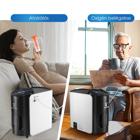 VARON VH-1 otthoni folyamatos oxigénkoncentrátor, csendes és megbízható, CE-minősítéssel