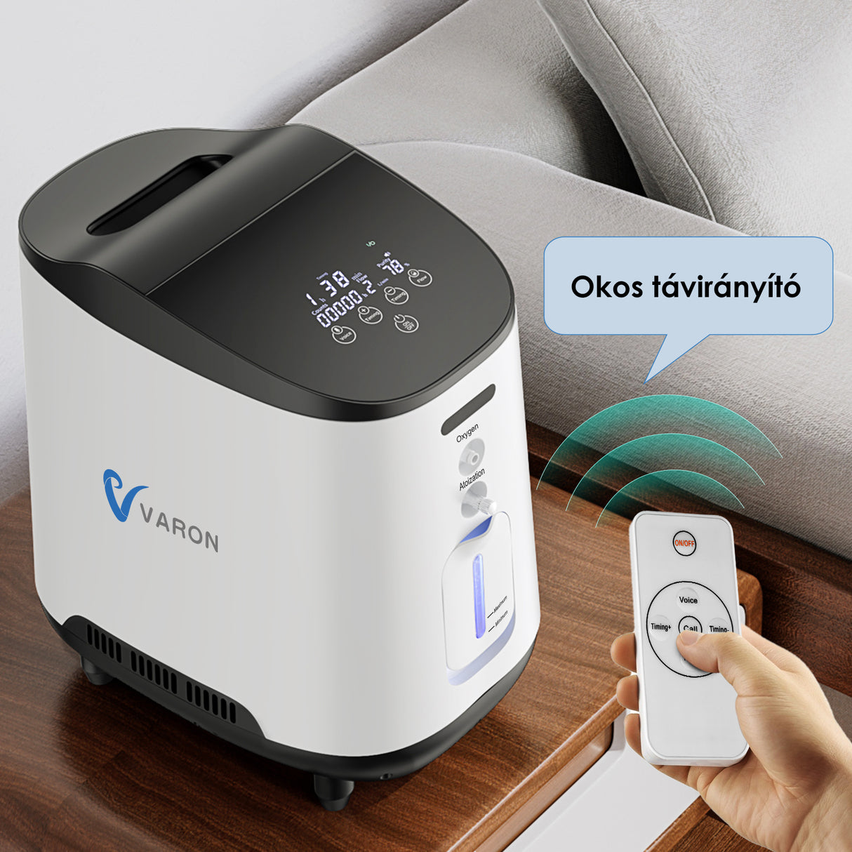 VARON VH-2 otthoni folyamatos oxigénkoncentrátor, intelligens vezérlés és alacsony zajszint