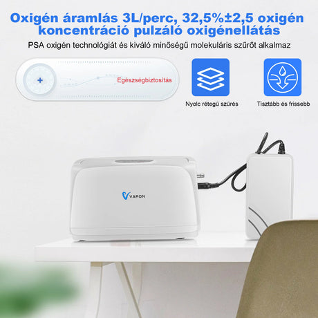 VARON VL-1 hordozható impulzus oxigénkoncentrátor, ultrakönnyű és kompakt