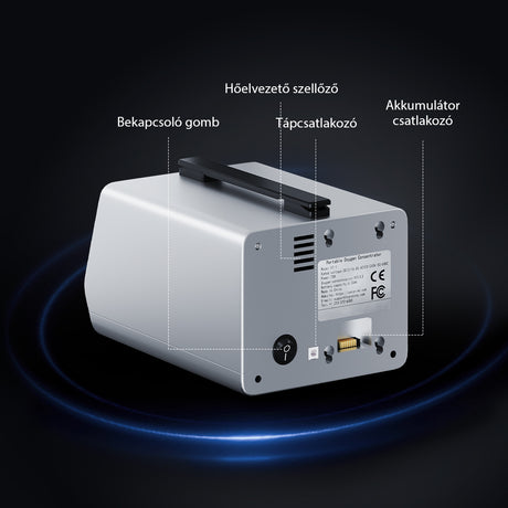 VARON VT-1 hordozható oxigénkoncentrátor, kettős üzemmód, csendes működés, tiszta levegőszűrés