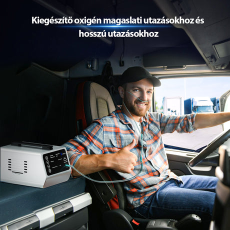 Biztonságos vezetés VT-1 oxigénkoncentrátorral útközbeni oxigénellátáshoz