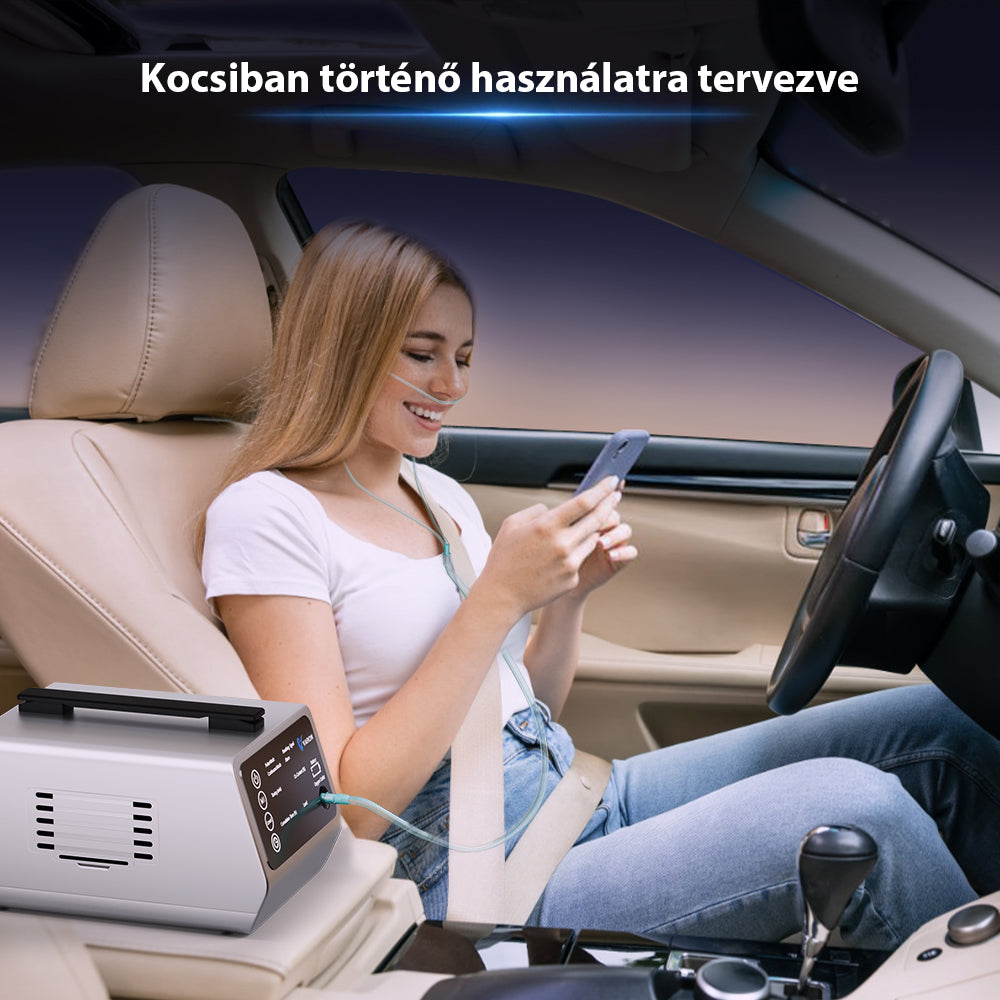 Biztonságos vezetés VT-1 oxigénkoncentrátorral útközbeni oxigénellátáshoz