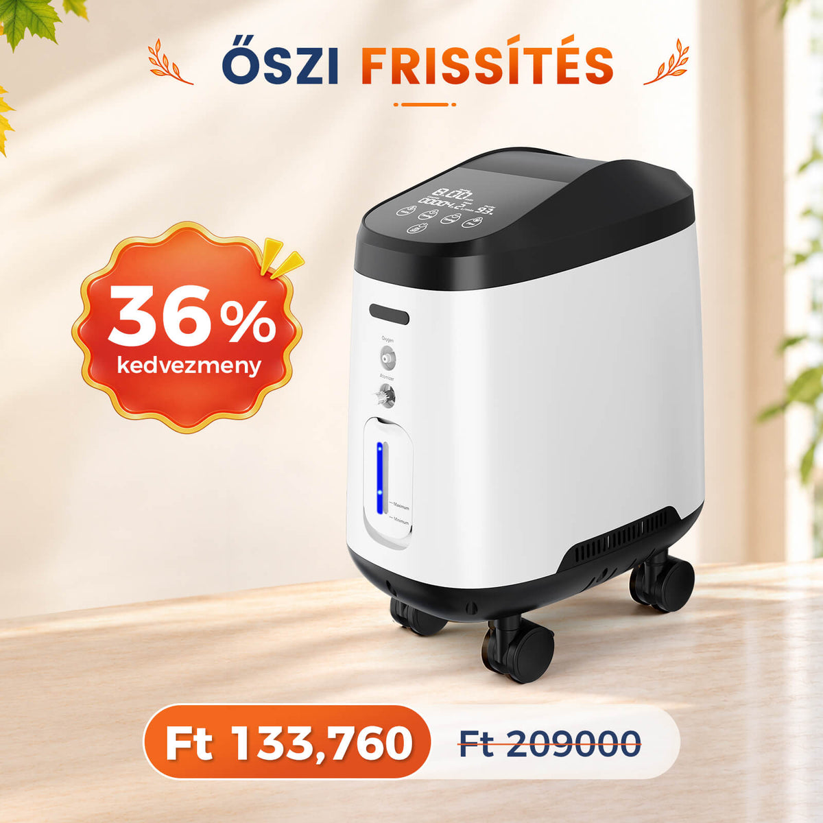 VARON VH-2 PRO Otthoni oxigen koncentrator | 1-9L / perc állítható, 24 órás működés, CE-jóváhagyás