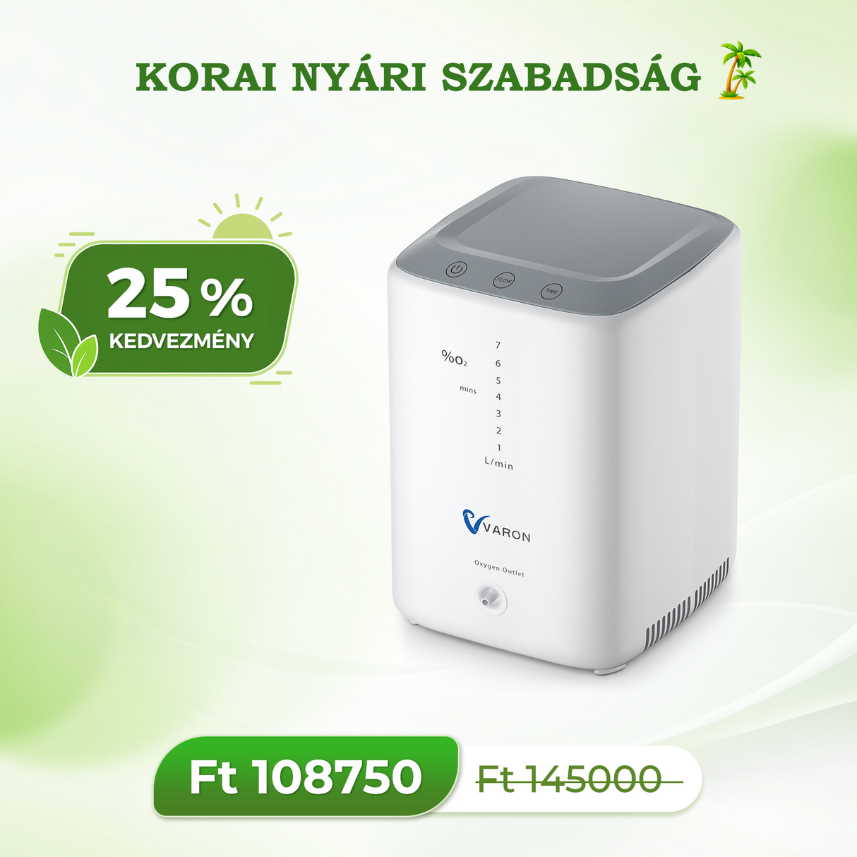 VARON VH-3 Home Oxygen Concentrator | 1-7L/min Comfortable Therapy, CE Approved