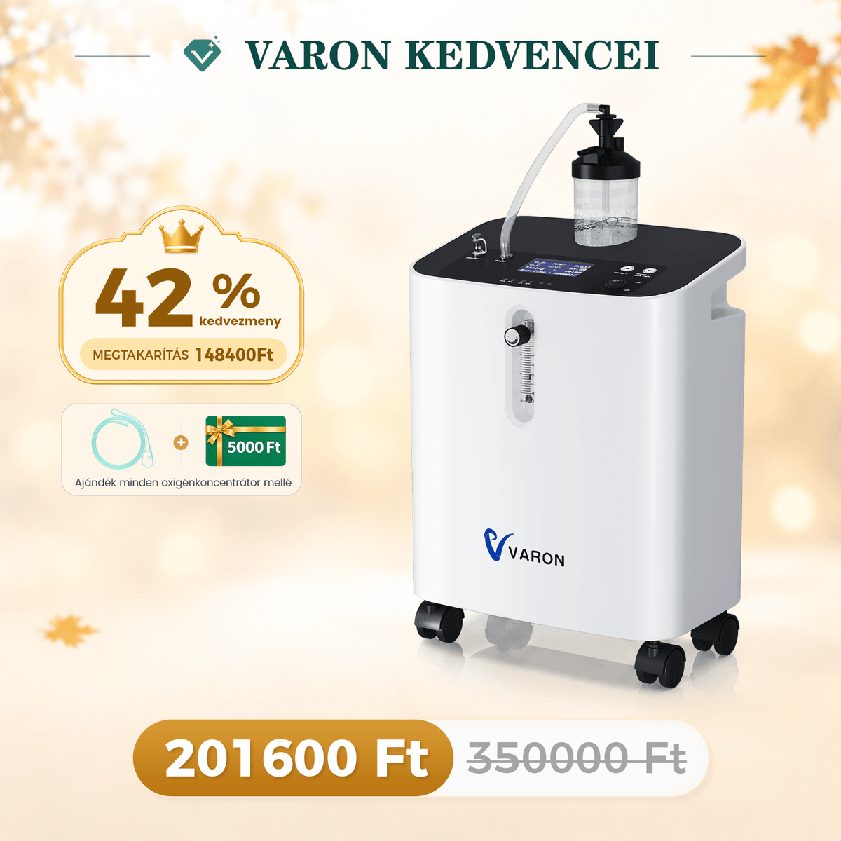 VARON VH-3 PRO Otthoni oxigen koncentrator | 1-10L / perc kényelmes terápia, CE-jóváhagyás