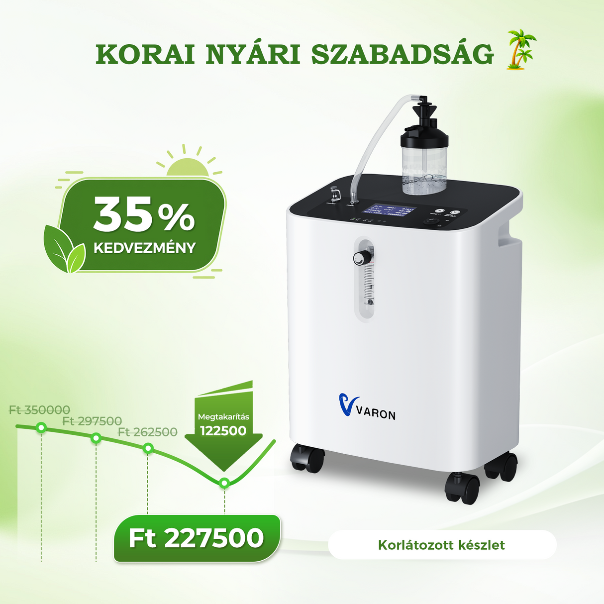 VARON VH-3 PRO Home Oxygen Concentrator | 1-10L/min Comfortable Therapy, CE Approved