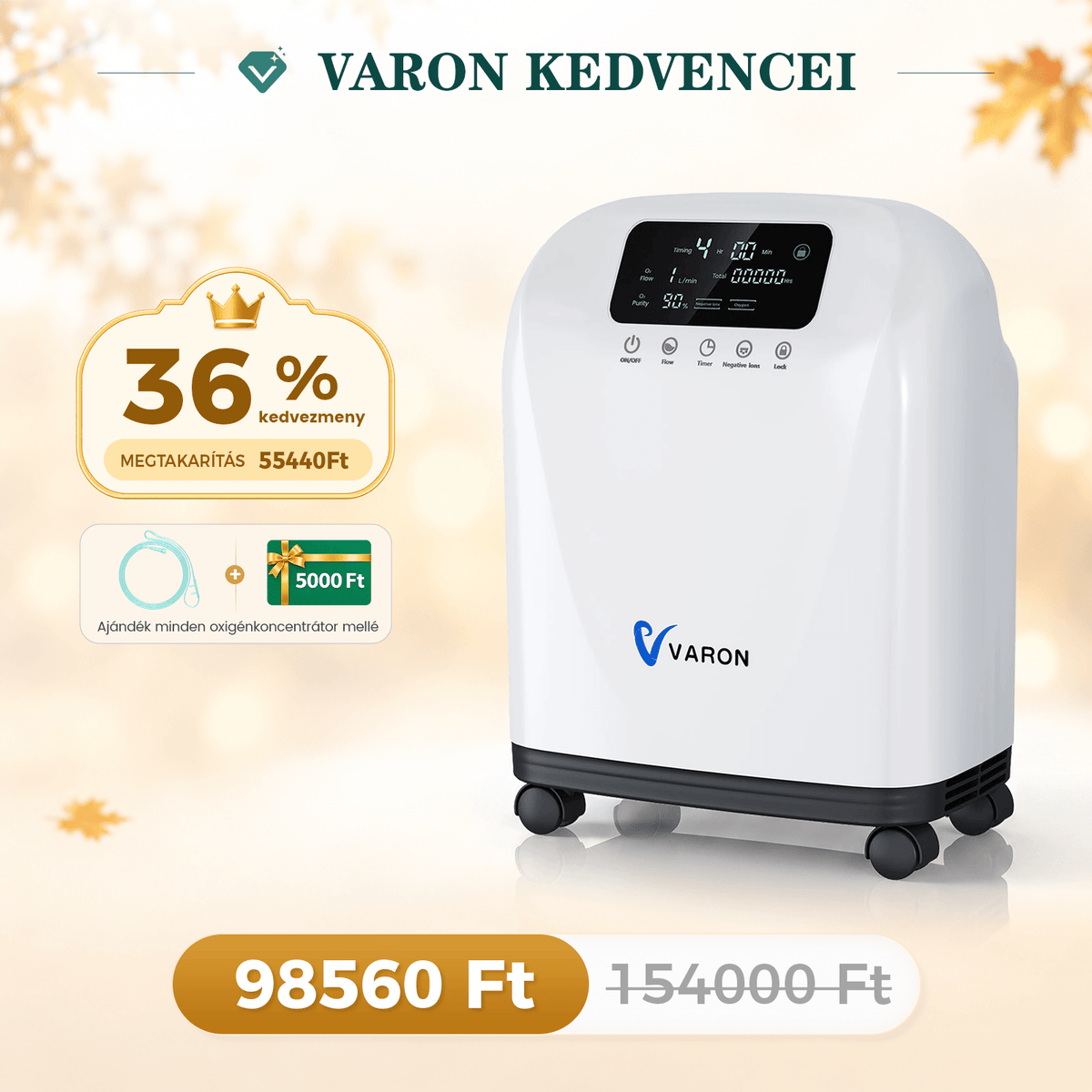 VARON VH-4 Otthoni oxigen koncentrator | 1-9L / perc kényelmes terápia, CE-jóváhagyás