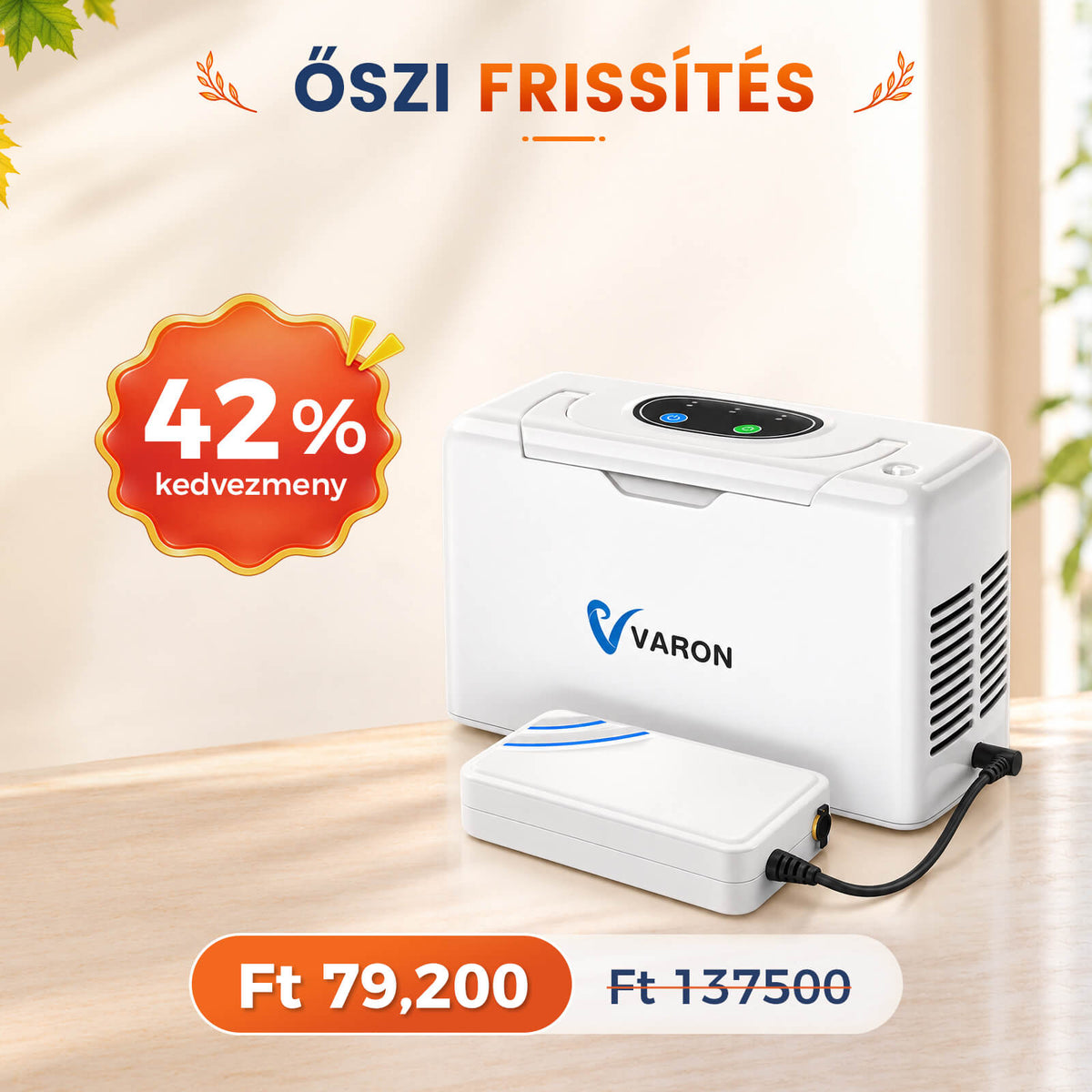 VARON VL-2 Light 3L / perc folyamatos konnyu oxigen koncentrator, CE-jóváhagyás