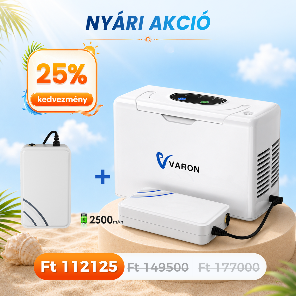 VARON VL-2 Light 3L / perc folyamatos konnyu oxigen koncentrator, CE-jóváhagyás